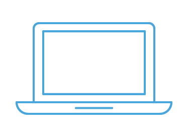 A blue icon of an open laptop.