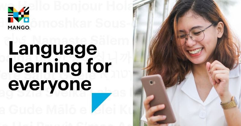 Mango Language Graphic by PLLS Mango Languages. Language learning for everyone.