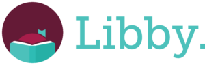 The Libby logo: an icon of a person's head peeking out of a book, with a bookmark sticking out of their hair in place of a bookmark, alongside the text